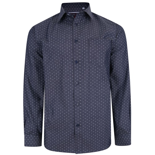 KAM Long Sleeve Star Print Chambray Shirt Indigo